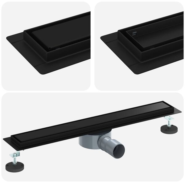 vidaXL Zuhanycsatorna 2 az 1-ben 360&deg;-os szifonnal Fekete 60 cm