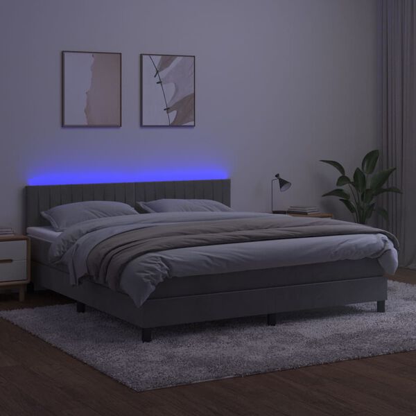 vidaXL vil&aacute;gossz&uuml;rke b&aacute;rsony rug&oacute;s &eacute;s LED-es &aacute;gy matraccal 160x200 cm