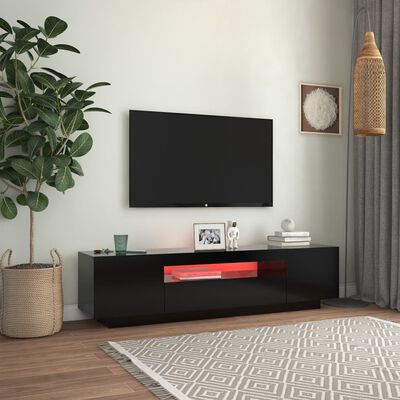 vidaXL fekete TV-szekrény LED-lámpákkal 160 x 35 x 40 cm