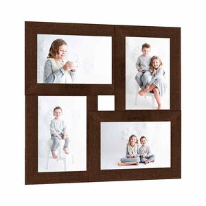 vidaXL s&ouml;t&eacute;tbarna MDF f&eacute;nyk&eacute;pkeretszett 4 db 13 x 18 cm-es k&eacute;phez