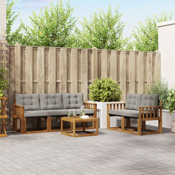 vidaXL K&uuml;lt&eacute;ri kanap&eacute; szett 6 pcs Term&eacute;szetes &eacute;s Vil&aacute;gossz&uuml;rke