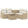 vidaXL Kanap&eacute; Szett 6 db Beige &eacute;s Kr&eacute;msz&iacute;nű Poli rattan &eacute;s ac&eacute;l