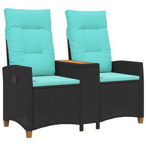 vidaXL D&ouml;nthető pad asztallal Fekete &eacute;s T&uuml;rkiz 126 x 65 x 112 cm