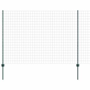 vidaXL Eur&oacute;pai ker&iacute;t&eacute;s oszloppal 10 x 1,5 m PVC-bevonatos ac&eacute;l Z&ouml;ld