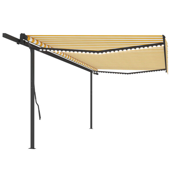 vidaXL s&aacute;rga-feh&eacute;r automata sz&eacute;l&eacute;rz&eacute;kelős &eacute;s LED-es napellenző 5x3,5 m