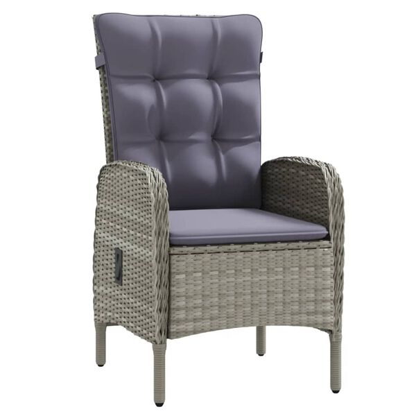 vidaXL 7 r&eacute;szes sz&uuml;rke &eacute;s fekete kerti &eacute;tkezőgarnit&uacute;ra p&aacute;rn&aacute;kkal