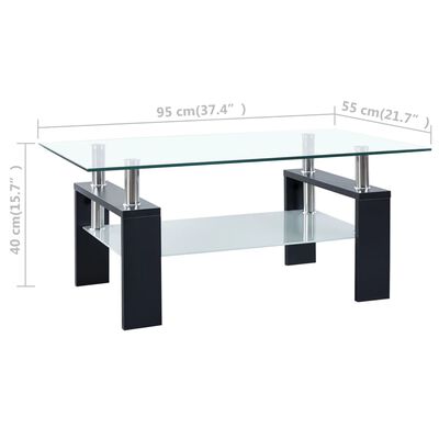 vidaXL fekete-átlátszó edzett üveg dohányzóasztal 95 x 55 x 40 cm