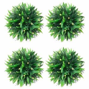 vidaXL 4 db z&ouml;ld mesters&eacute;ges boxwood g&ouml;mb&ouml;k LED f&eacute;nyekkel 15 cm
