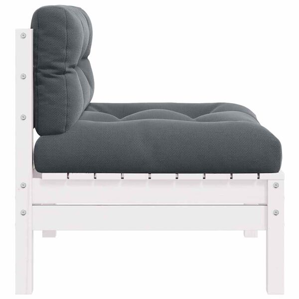 vidaXL kétszemélyes fehér tömör fenyőfa kerti kanapé párnákkal