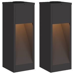 vidaXL Napelemes LED &Uacute;tjelző L&aacute;mpa 2 db Meleg feh&eacute;r 18 x 18 x 50 cm