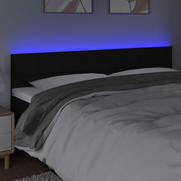 vidaXL fekete sz&ouml;vet LED-es fejt&aacute;mla 160x5x78/88 cm