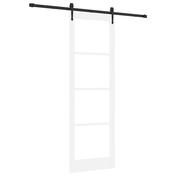 vidaXL Cs&uacute;sz&oacute; ajt&oacute; Feh&eacute;r &eacute;s fekete 78 x 232 cm T&ouml;m&ouml;r fenyőfa &eacute;s &uuml;veg
