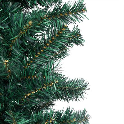 vidaXL zöld megvilágított vékony műkarácsonyfa gömb szettel 180 cm