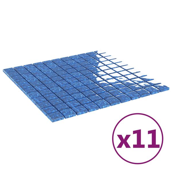 vidaXL Mozaik csempe 11 pcs K&eacute;k 50 x 50 cm &Uuml;veg