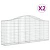 vidaXL 2 db &iacute;ves horganyzott vas gabion kos&aacute;r 200x30x80/100 cm