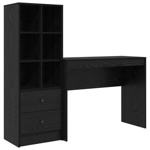 vidaXL Asztal Fekete t&ouml;lgy 145,5 x 40 x 127 cm 2 db