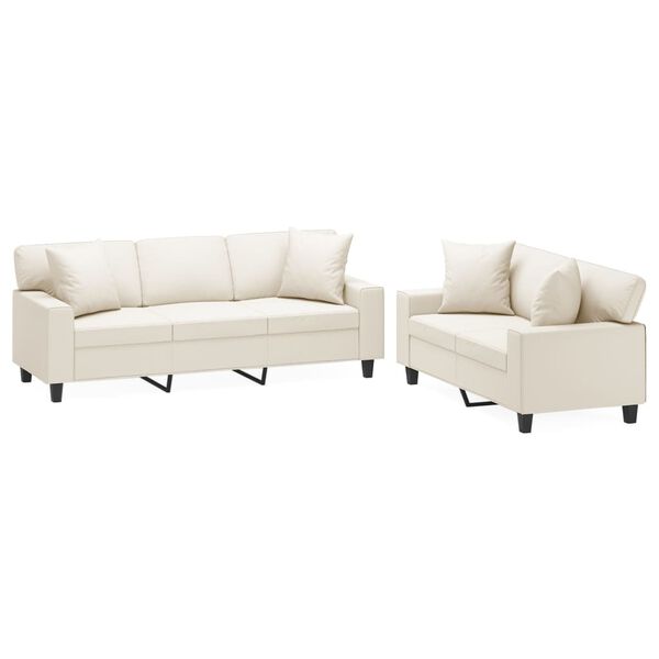 vidaXL 2 r&eacute;szes kr&eacute;msz&iacute;nű műbőr &uuml;lőgarnit&uacute;ra p&aacute;rn&aacute;kkal