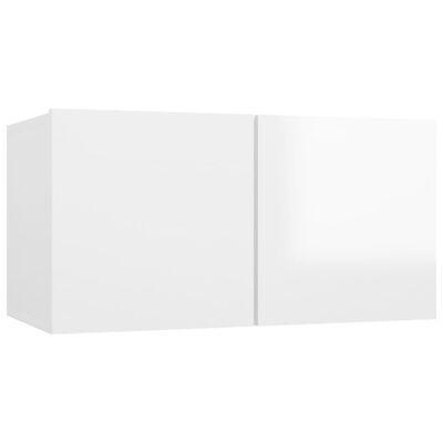 vidaXL 7 részes magasfényű fehér forgácslap TV-szekrényszett