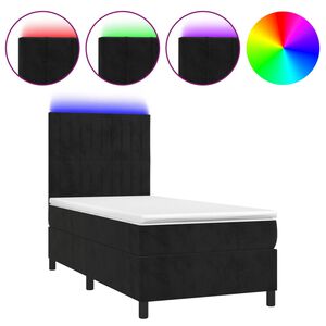 vidaXL fekete b&aacute;rsony rug&oacute;s &eacute;s LED-es &aacute;gy matraccal 80 x 200 cm