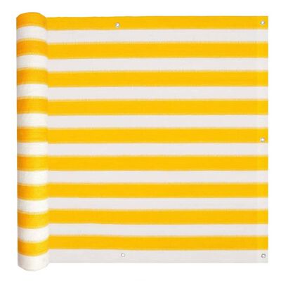 vidaXL sárga és fehér HDPE erkély napellenző 75 x 400 cm