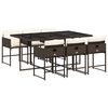 vidaXL 7 r&eacute;szes barna polyrattan kerti &eacute;tkezőgarnit&uacute;ra p&aacute;rn&aacute;val