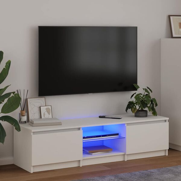 vidaXL feh&eacute;r TV-szekr&eacute;ny LED l&aacute;mp&aacute;kkal 140 x 40 x 36 cm