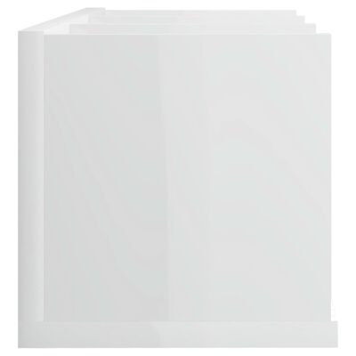 vidaXL fehér magasfényű forgácslap CD-tartó fali polc 75 x 18 x 18 cm