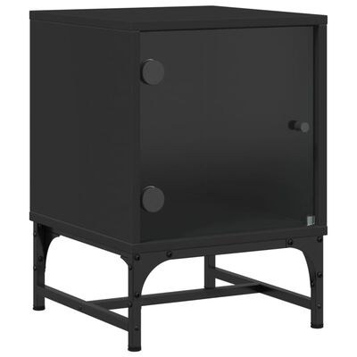 vidaXL fekete éjjeliszekrény üvegajtóval 35 x 37 x 50 cm