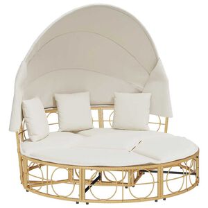 vidaXL polyrattan k&uuml;lt&eacute;ri napoz&oacute;&aacute;gy napellenzővel &eacute;s p&aacute;rn&aacute;kkal