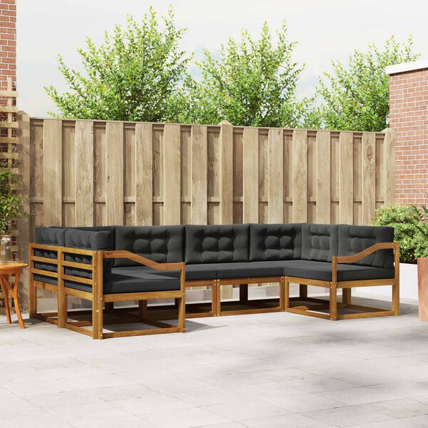 vidaXL K&uuml;lt&eacute;ri kanap&eacute; szett p&aacute;rn&aacute;val 6 pcs Term&eacute;szetes &eacute;s antracit