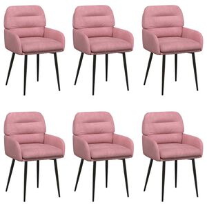 vidaXL &Eacute;tkező Sz&eacute;kek 6 pcs B&aacute;rsony R&oacute;zsasz&iacute;n 59 x 59,5 x 90 cm