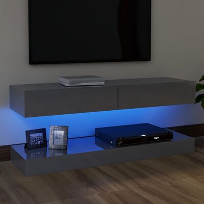 vidaXL magasfényű szürke TV-szekrény LED lámpákkal 120 x 35 cm