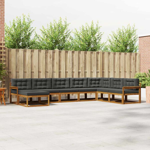 vidaXL K&uuml;lt&eacute;ri kanap&eacute; szett p&aacute;rn&aacute;val 8 pcs Term&eacute;szetes &eacute;s antracit