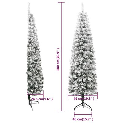 vidaXL hópelyhes vékony fél műkarácsonyfa állvánnyal 180 cm