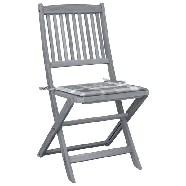 vidaXL 2 db összecsukható tömör akácfa kültéri szék párnával