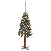 vidaXL zöld PVC megvilágított vékony műkarácsonyfa gömb szettel 150 cm