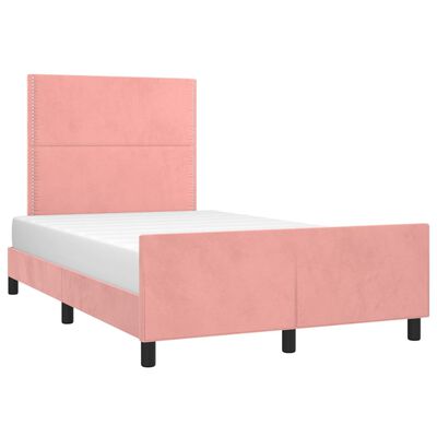vidaXL rózsaszín bársony ágykeret fejtámlával 120 x 200 cm