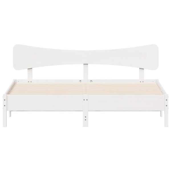 vidaXL feh&eacute;r t&ouml;m&ouml;r fenyőfa &aacute;gy matrac n&eacute;lk&uuml;l 160 x 200 cm