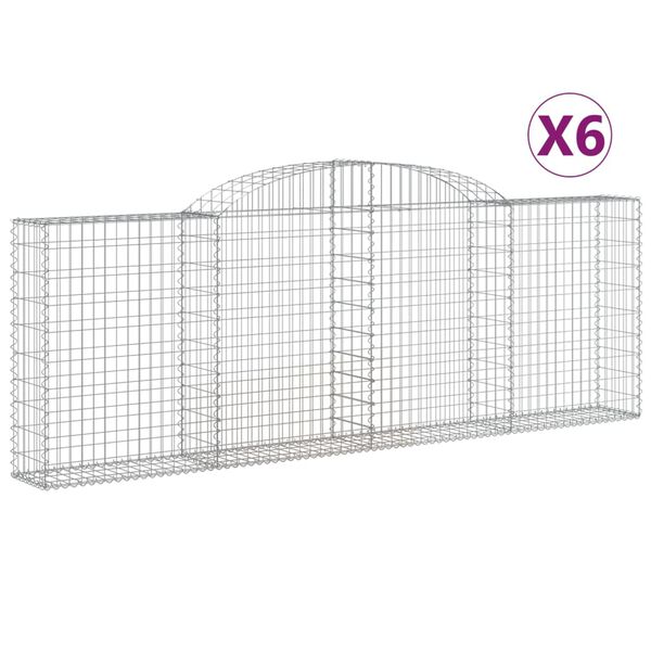 vidaXL 6 db &iacute;ves horganyzott vas gabion kos&aacute;r 300 x 30 x 100/120 cm