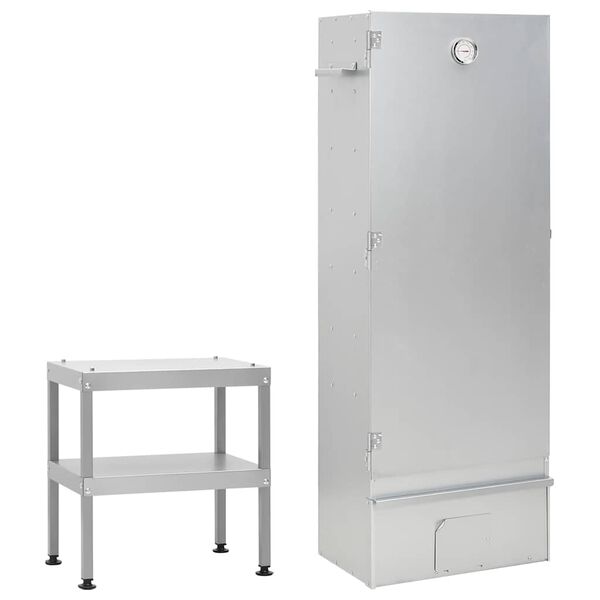 vidaXL horganyzott ac&eacute;l BBQ f&uuml;st&ouml;lőkemence asztallal