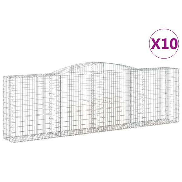 vidaXL 10 db íves horganyzott vas gabion kosár 400x50x120/140 cm