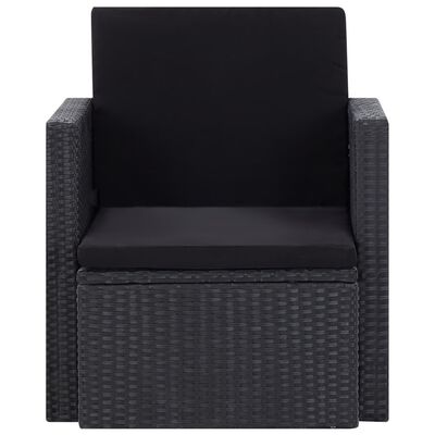 vidaXL fekete polyrattan kerti szék párnákkal