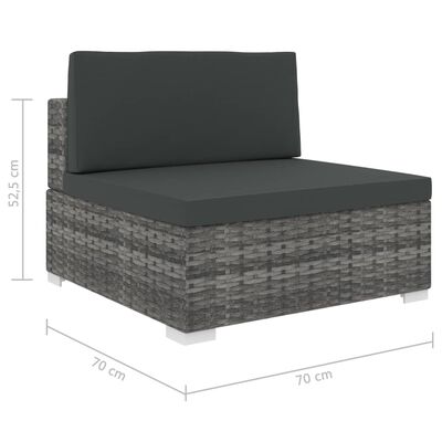 vidaXL 1 db szürke polyrattan moduláris középső kanapé párnákkal