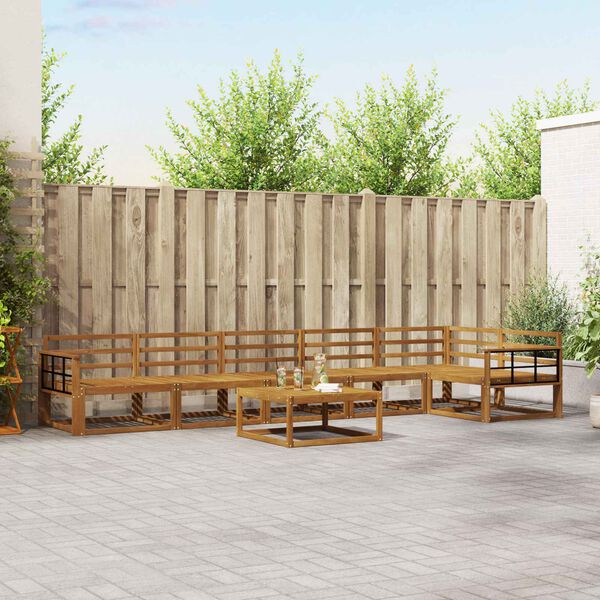 vidaXL K&uuml;lt&eacute;ri kanap&eacute; szett 7 pcs Term&eacute;szetes T&ouml;m&ouml;r Ak&aacute;cfa