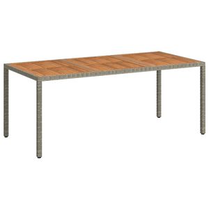 vidaXL sz&uuml;rke polyrattan &eacute;s ak&aacute;cfa kerti asztal 190 x 90 x 75 cm