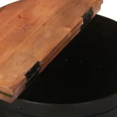 vidaXL fekete hordó alakú újrahasznosított fa dohányzóasztal
