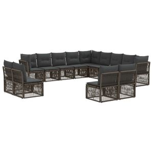 vidaXL Kerti Kanap&eacute; Szett 13 pcs Sz&uuml;rke polirattan