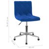vidaXL 2 db kék bársony forgó étkezőszék