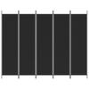 vidaXL 5 paneles fekete sz&ouml;vet t&eacute;relv&aacute;laszt&oacute; 250x200 cm