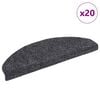 vidaXL 20 db &ouml;ntapad&oacute;s l&eacute;pcsőszőnyeg, 65 x 21 x 4 cm, s&ouml;t&eacute;tsz&uuml;rke, nagy f&eacute;lk&ouml;r alak&uacute;